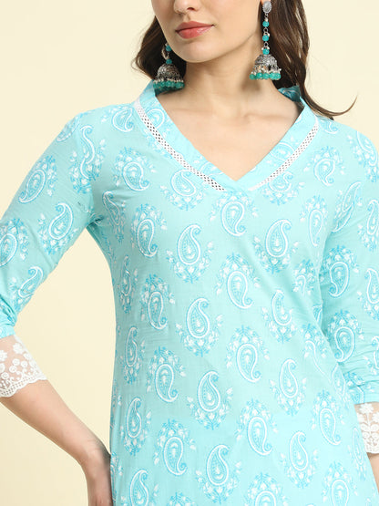 Cotton Printed Straight Kurta Set