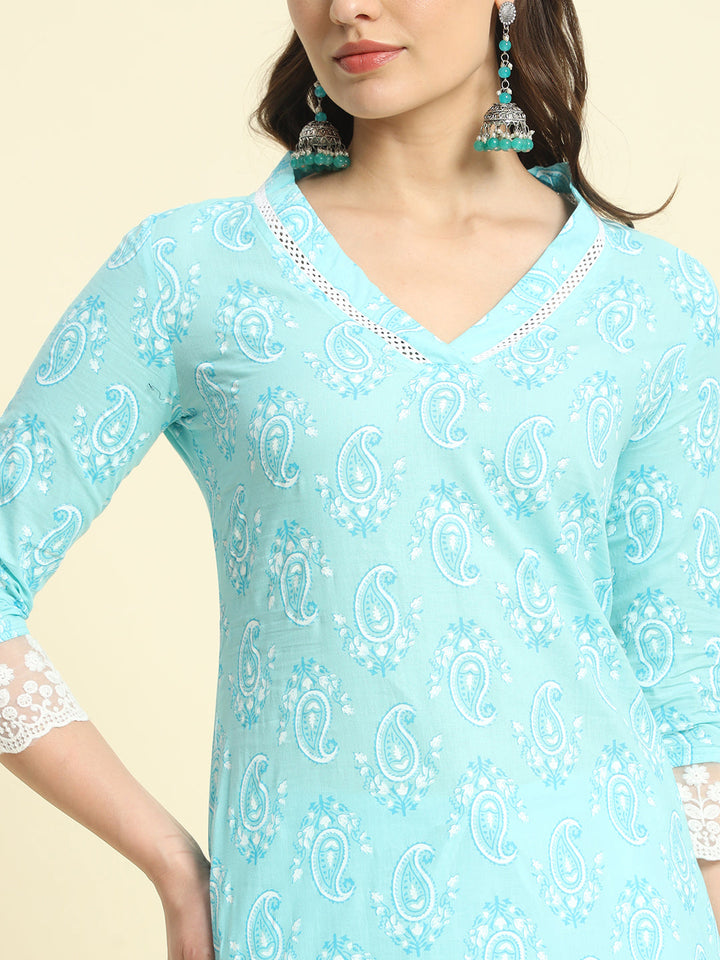 Cotton Printed Straight Kurta Set
