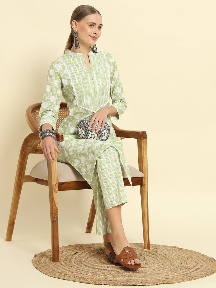 Cotton Printed Straight Kurta Set