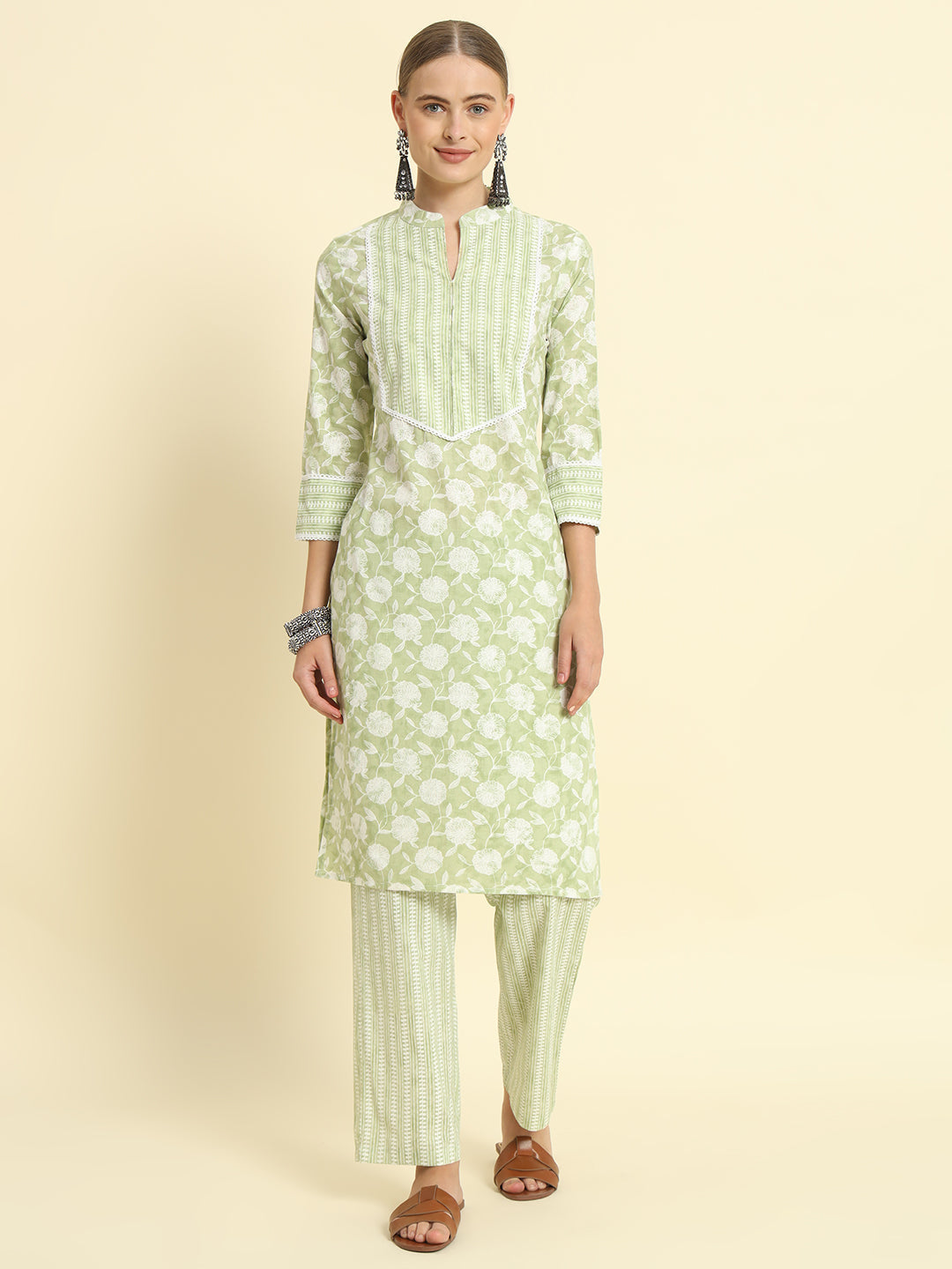 Kbz green cotton printed kurta set wholesale manufacturer &amp; exporter from India