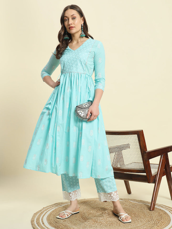 Cotton Printed Anarkali Kurta Set