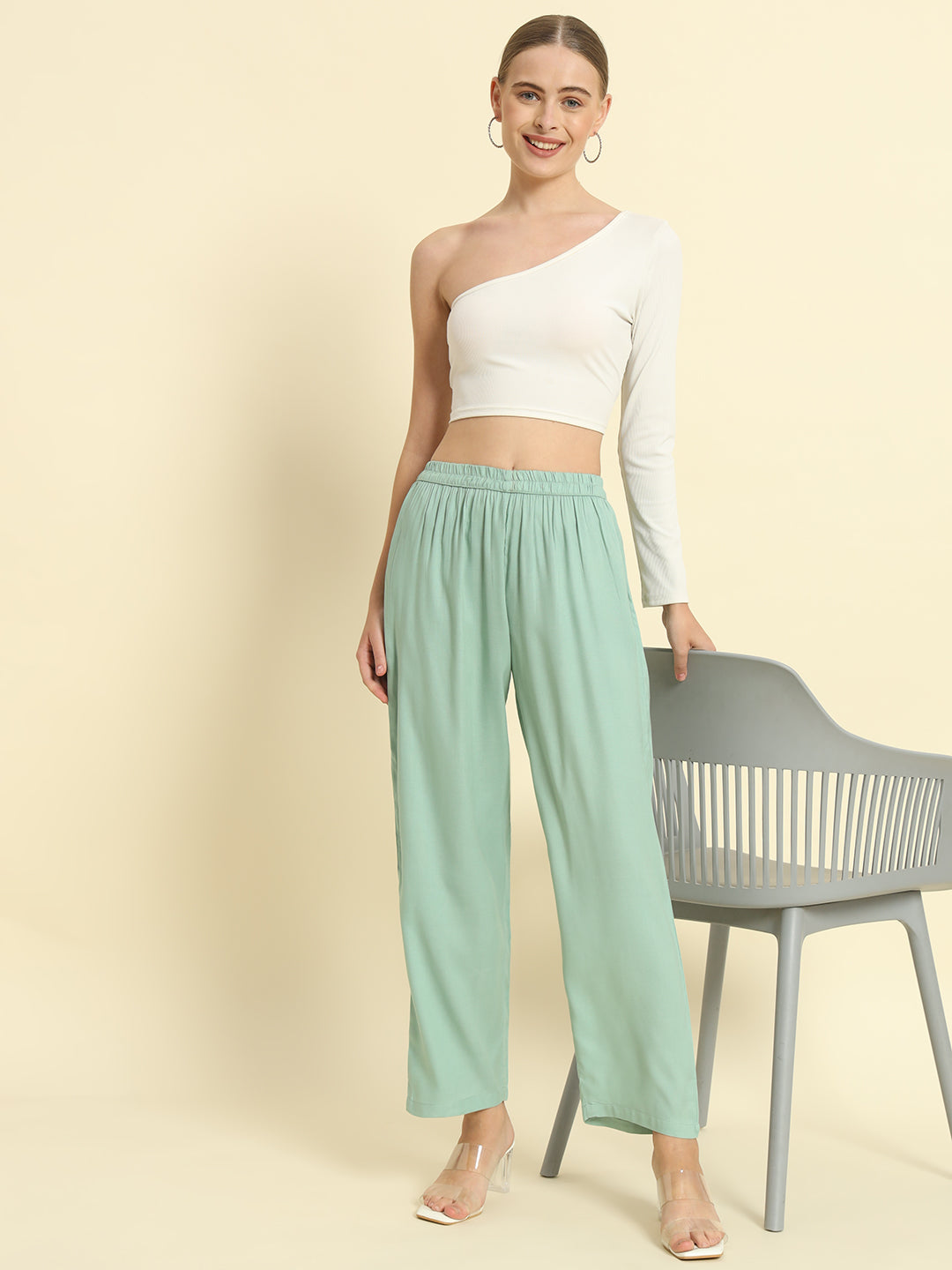 Kbz green rayon solid palazzo – wholesale manufacturer &amp; exporter from India