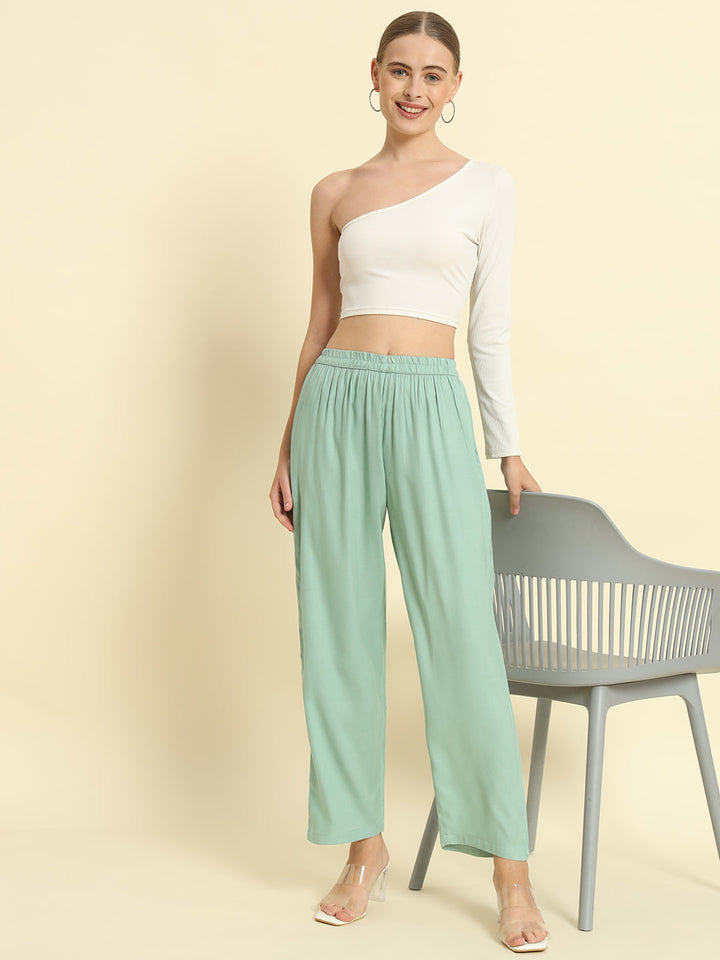 Kbz green rayon solid palazzo – wholesale manufacturer &amp; exporter from India