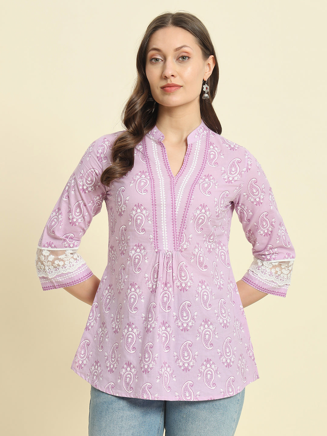 Kbz lavender cotton printed top – wholesale manufacturer &amp; exporter from India