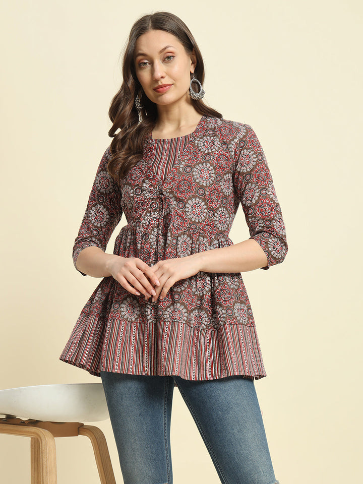 Cotton Printed Flared Top