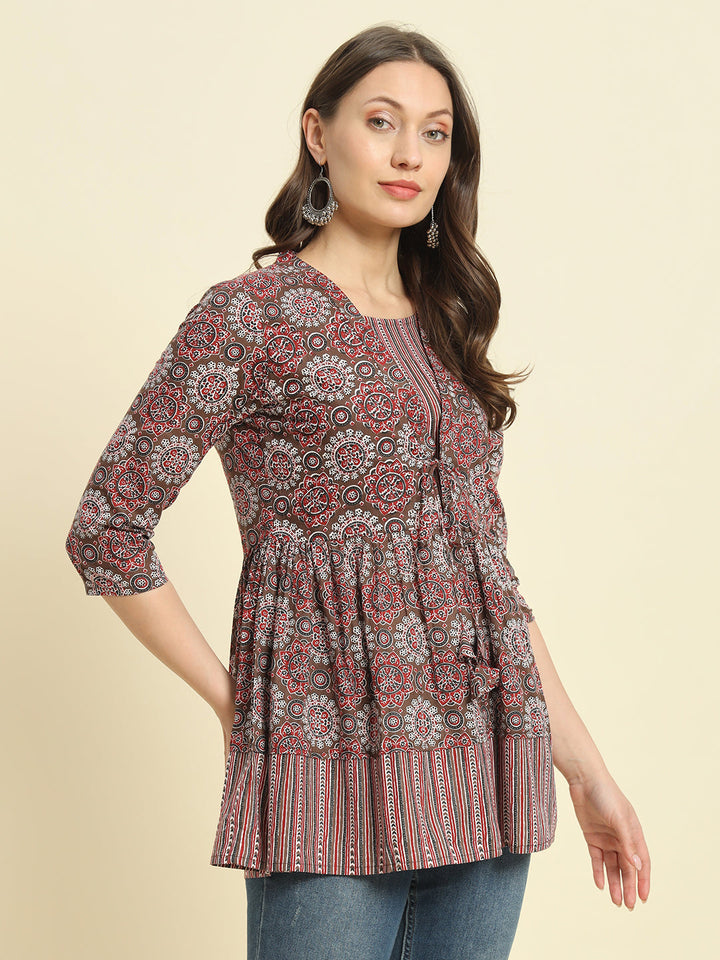 Cotton Printed Flared Top