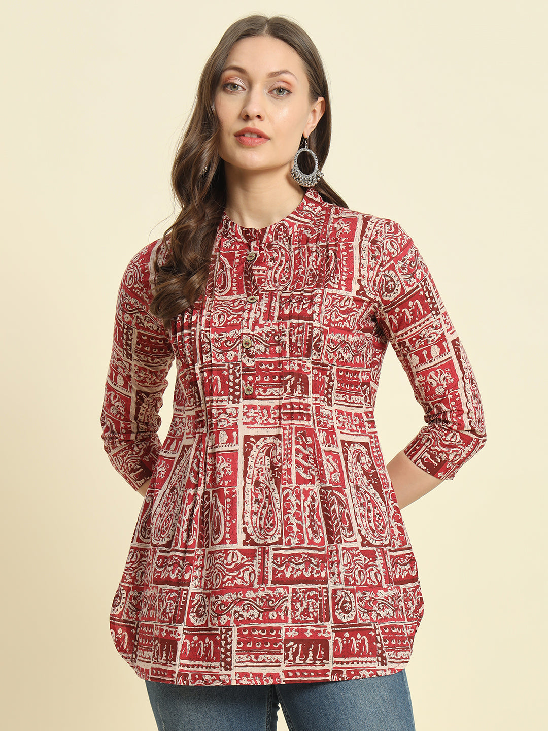 Cotton Printed Flared Top