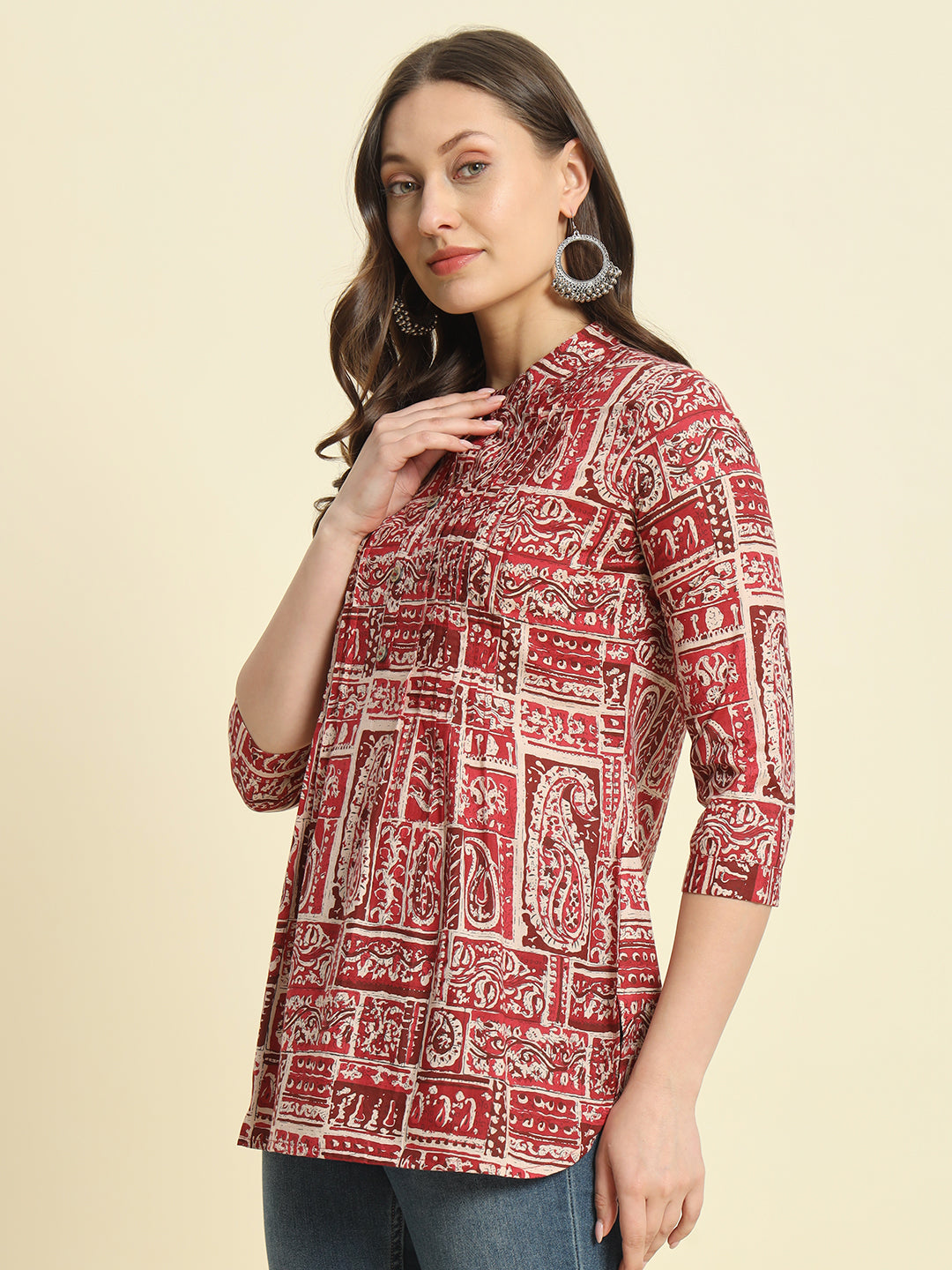 Cotton Printed Flared Top