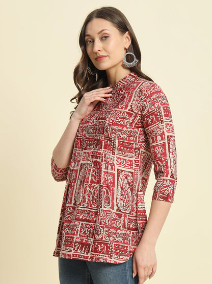 Cotton Printed Flared Top