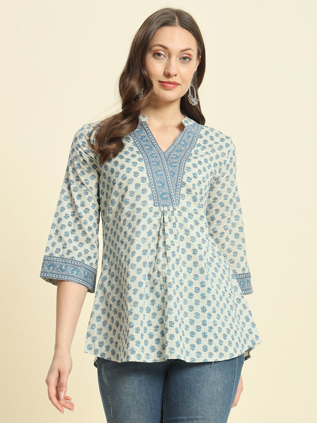 Kbz grey cotton printed top – wholesale manufacturer &amp; exporter from India