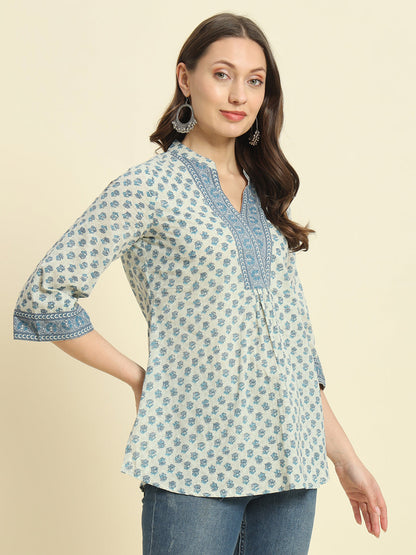 Cotton Printed Flared Top