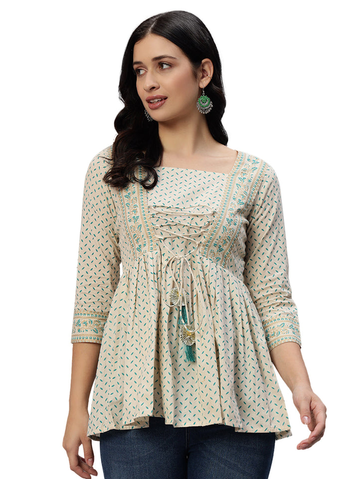 Kbz white cotton printed top – wholesale supplier