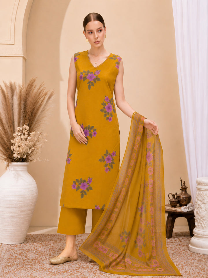 Pure Cotton Printed Straight Kurta Set With Dupatta