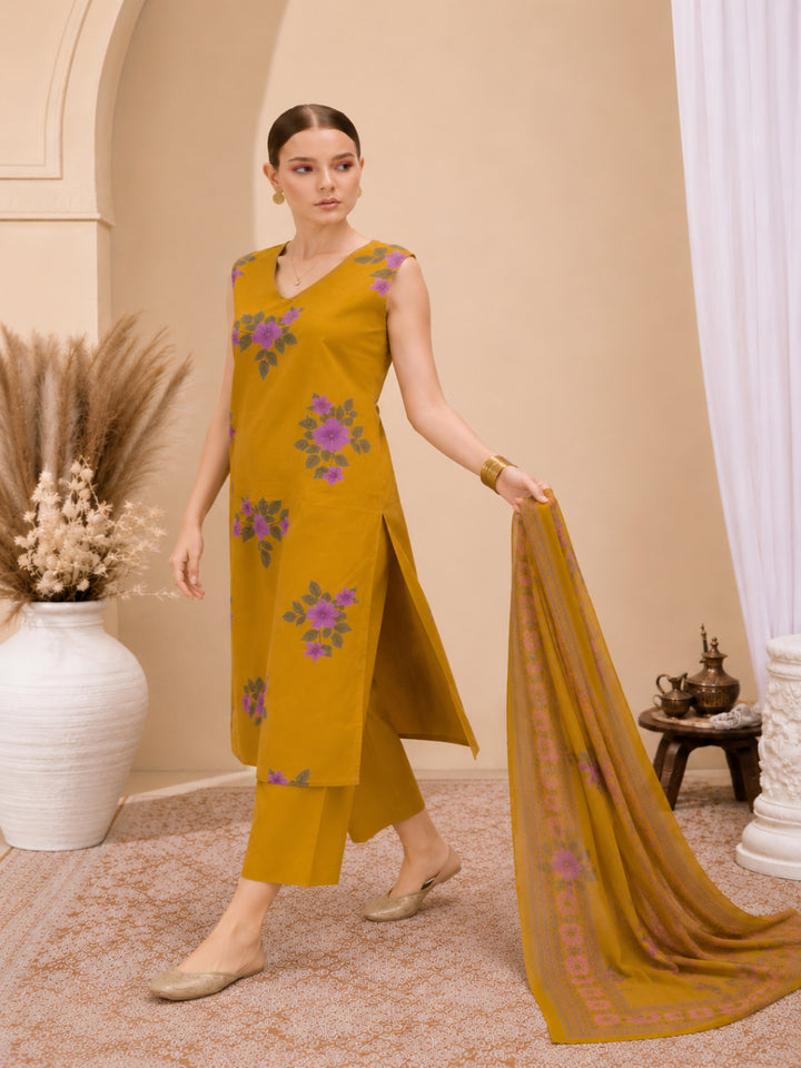 Pure Cotton Printed Straight Kurta Set With Dupatta