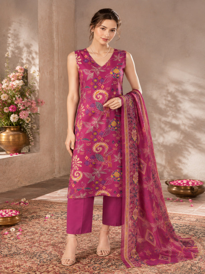 Pure Cotton Printed Straight Kurta Set With Dupatta