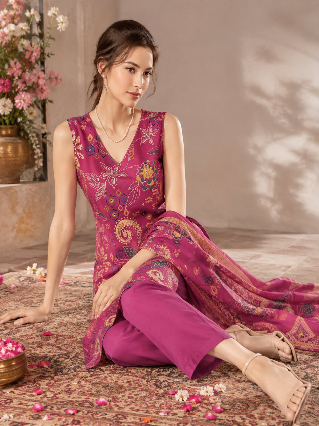 Pure Cotton Printed Straight Kurta Set With Dupatta