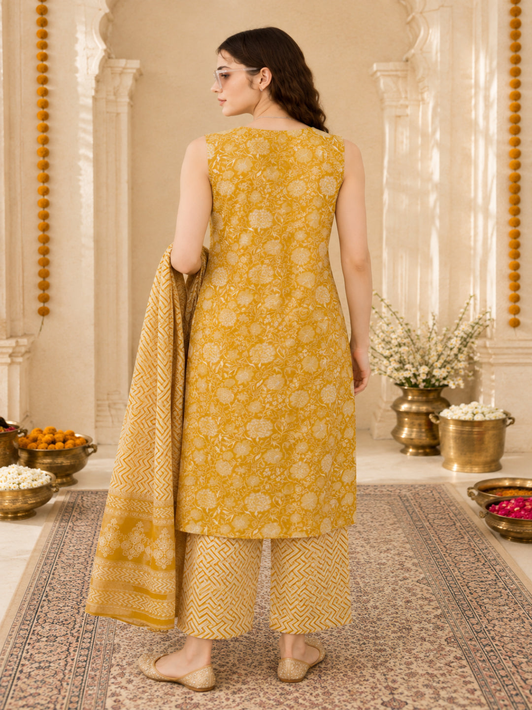 Pure Cotton Printed Straight Kurta Set With Dupatta