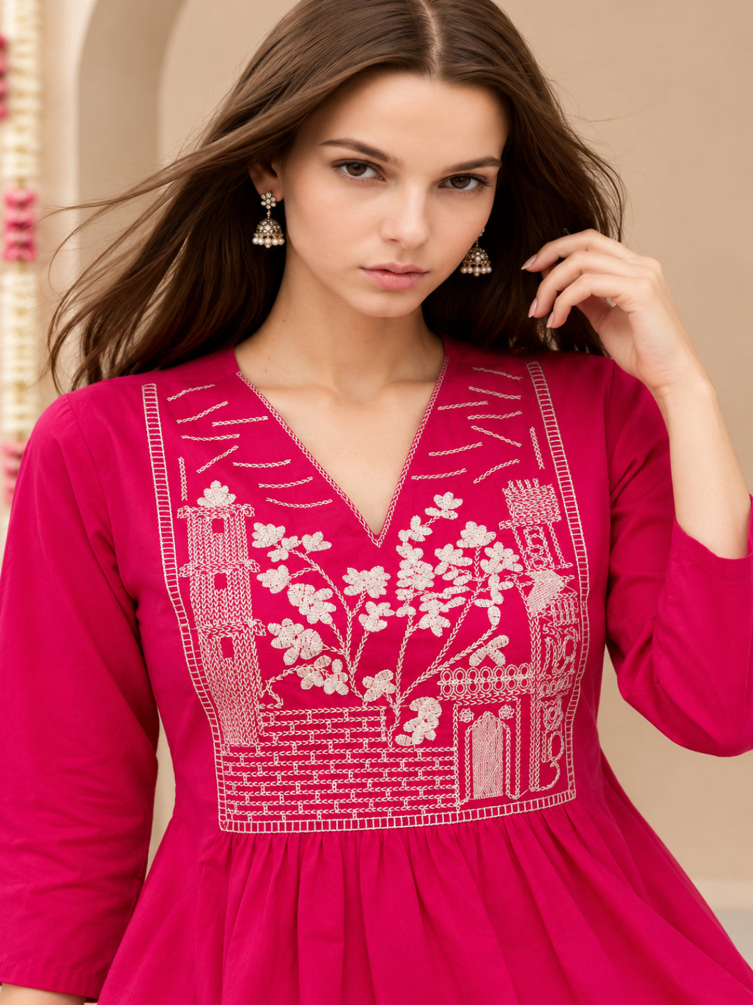 Pure Cotton Yoke Design A-Line Kurta Set With Dupatta