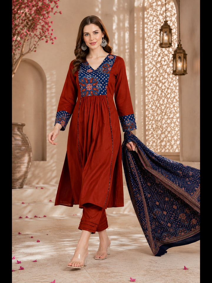 Pure Cotton Kurta Anarkali Kurta Set With Dupatta