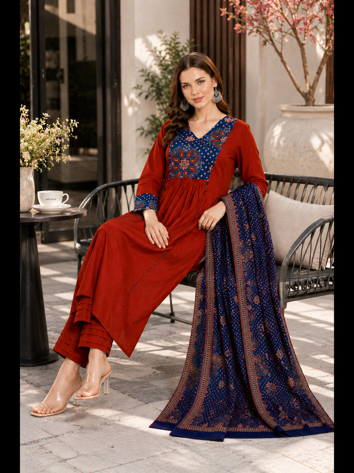 Pure Cotton Kurta Anarkali Kurta Set With Dupatta