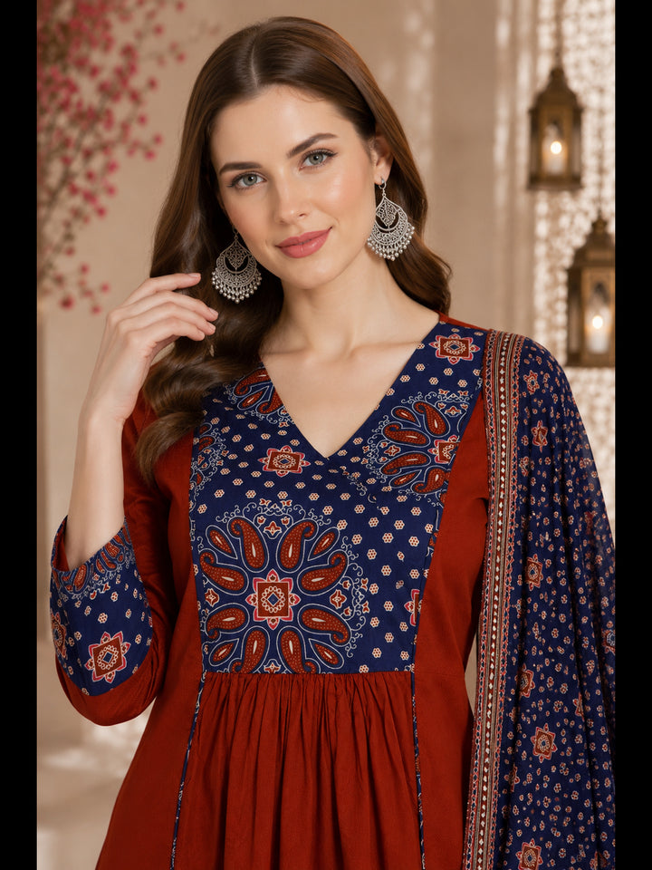 Pure Cotton Kurta Anarkali Kurta Set With Dupatta