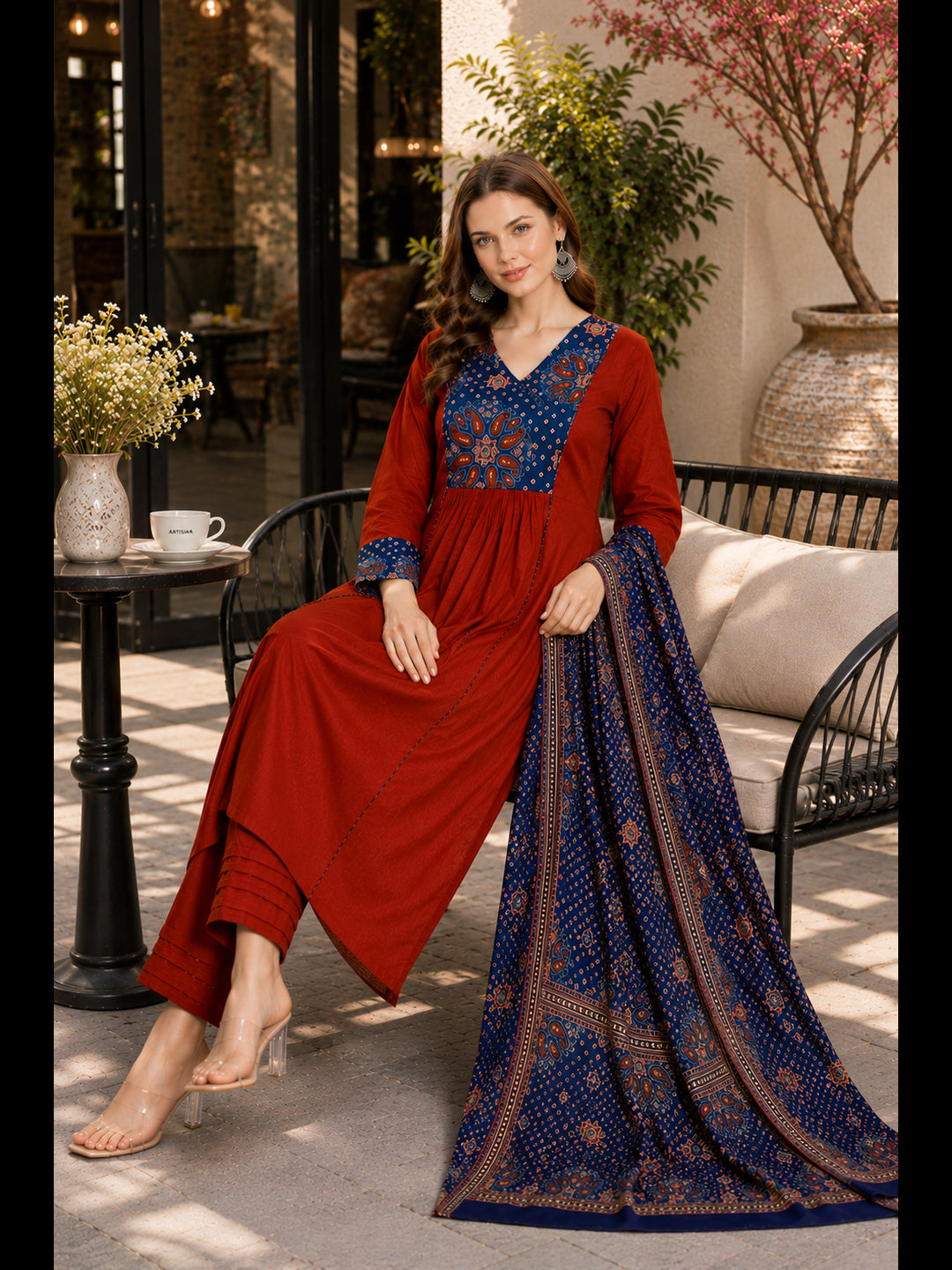 Pure Cotton Kurta Anarkali Kurta Set With Dupatta