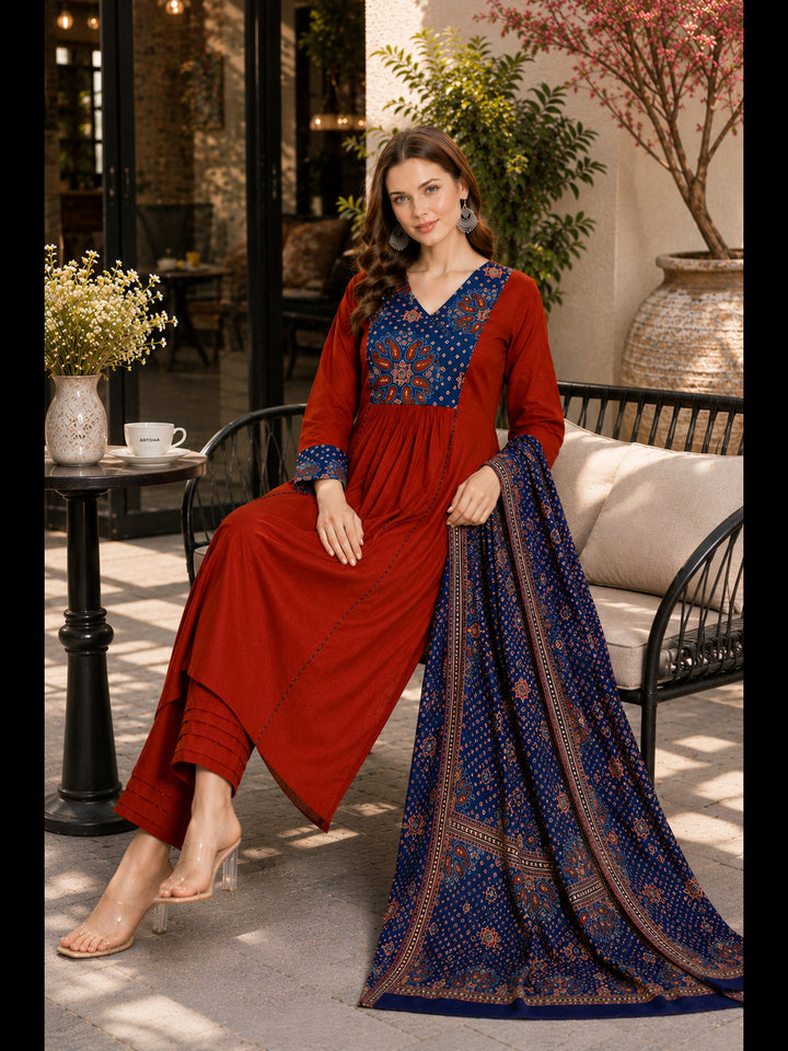 Pure Cotton Kurta Anarkali Kurta Set With Dupatta