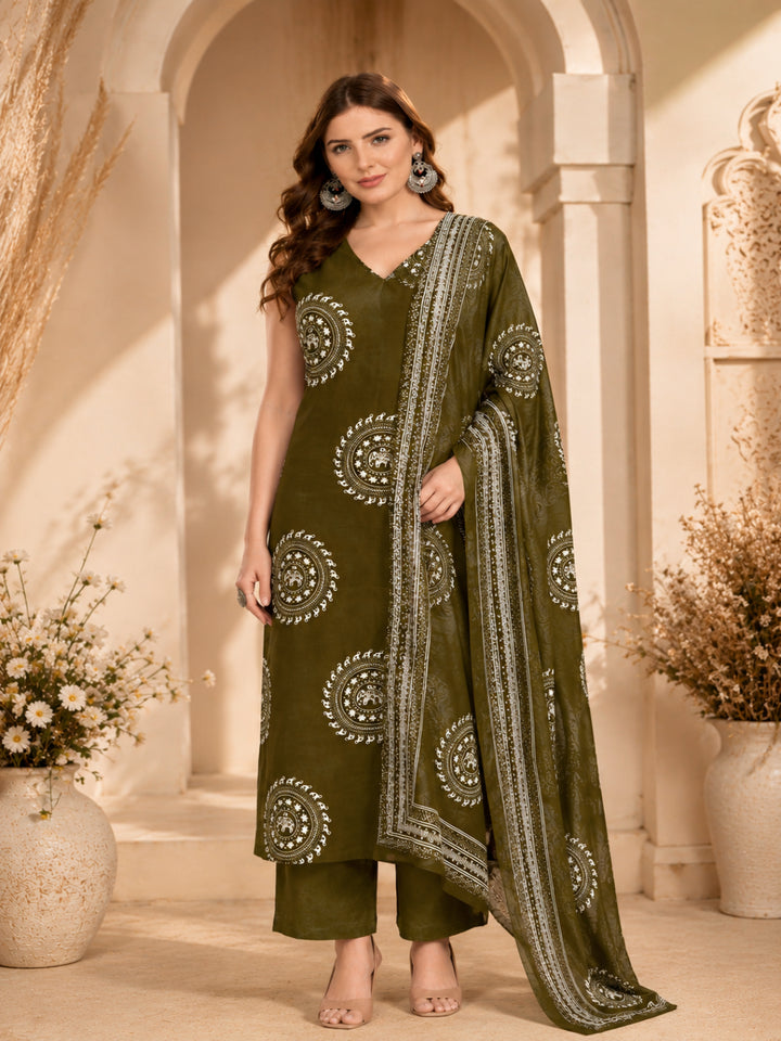 Pure Cotton Printed Straight Kurta Set With Dupatta