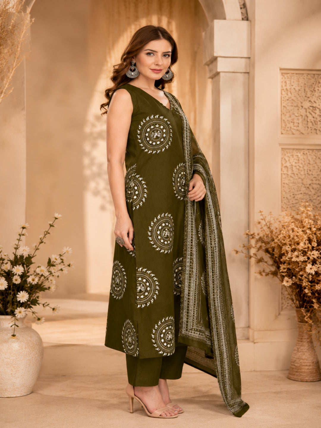 Pure Cotton Printed Straight Kurta Set With Dupatta