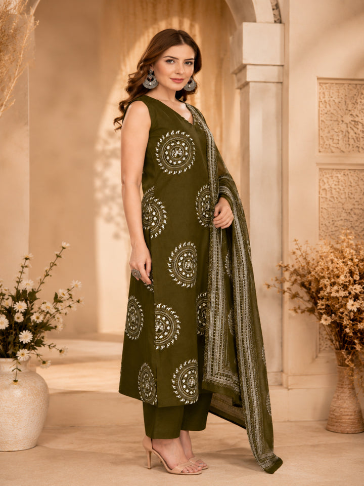 Pure Cotton Printed Straight Kurta Set With Dupatta