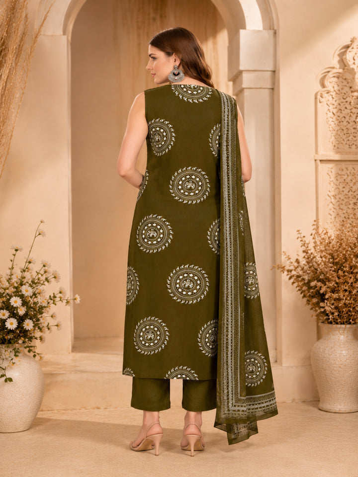 Pure Cotton Printed Straight Kurta Set With Dupatta