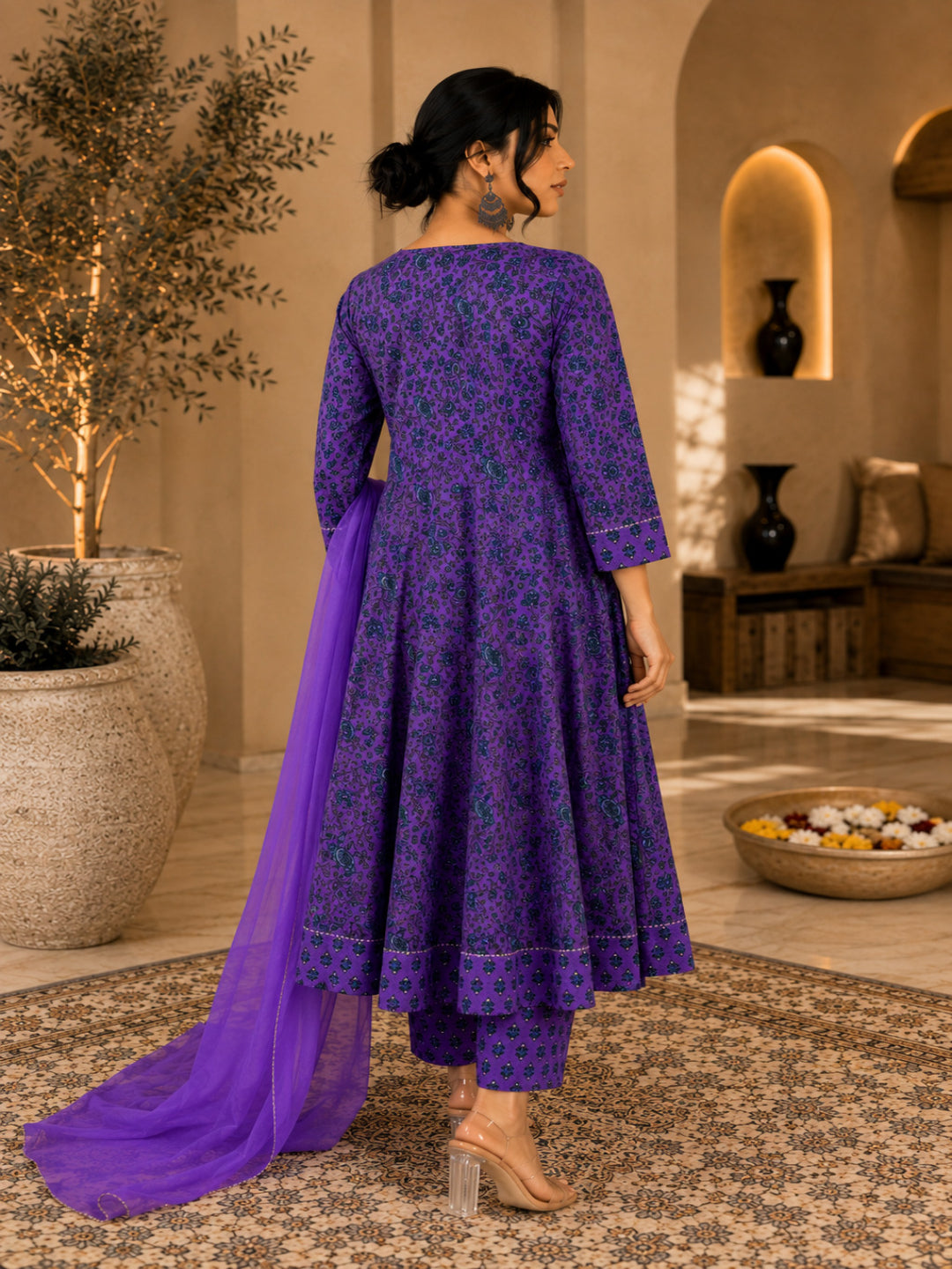 Viscose Rayon Printed Anarkali Kurta Set With Dupatta