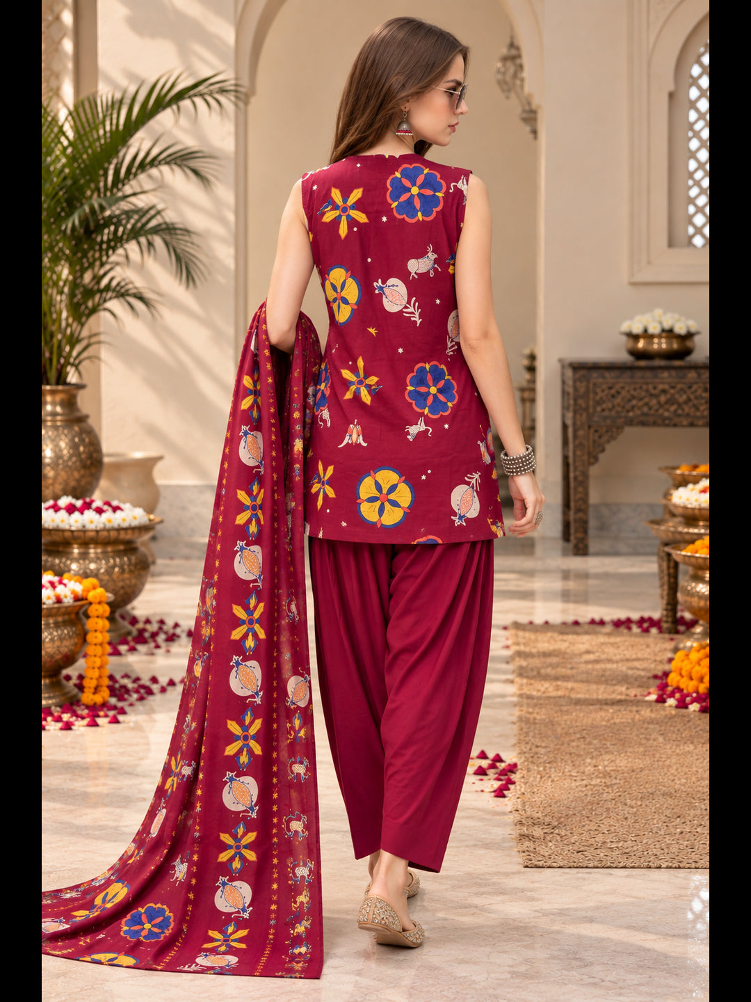 Pure Cotton Printed Straight Kurta Set With Dupatta