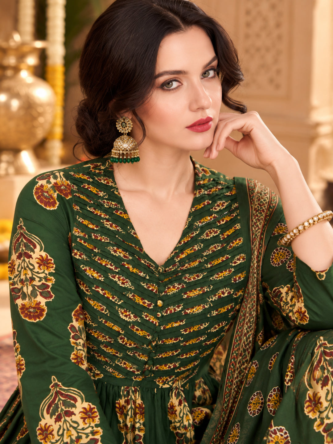 Pure Cotton Printed A-Line Kurta Set With Dupatta