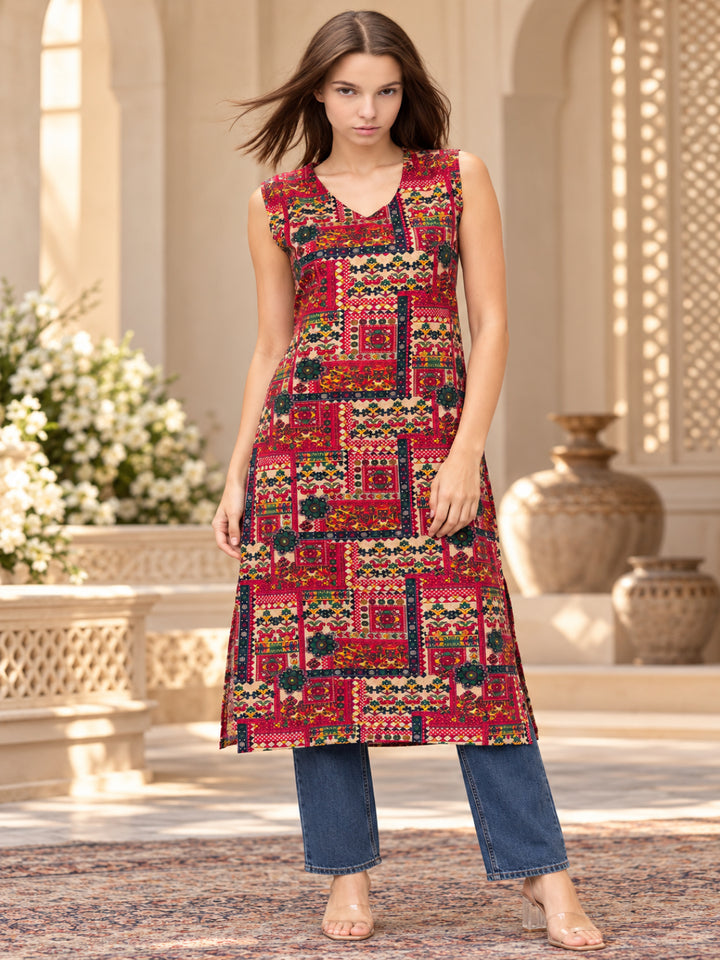 Cotton Printed Straight Kurtas