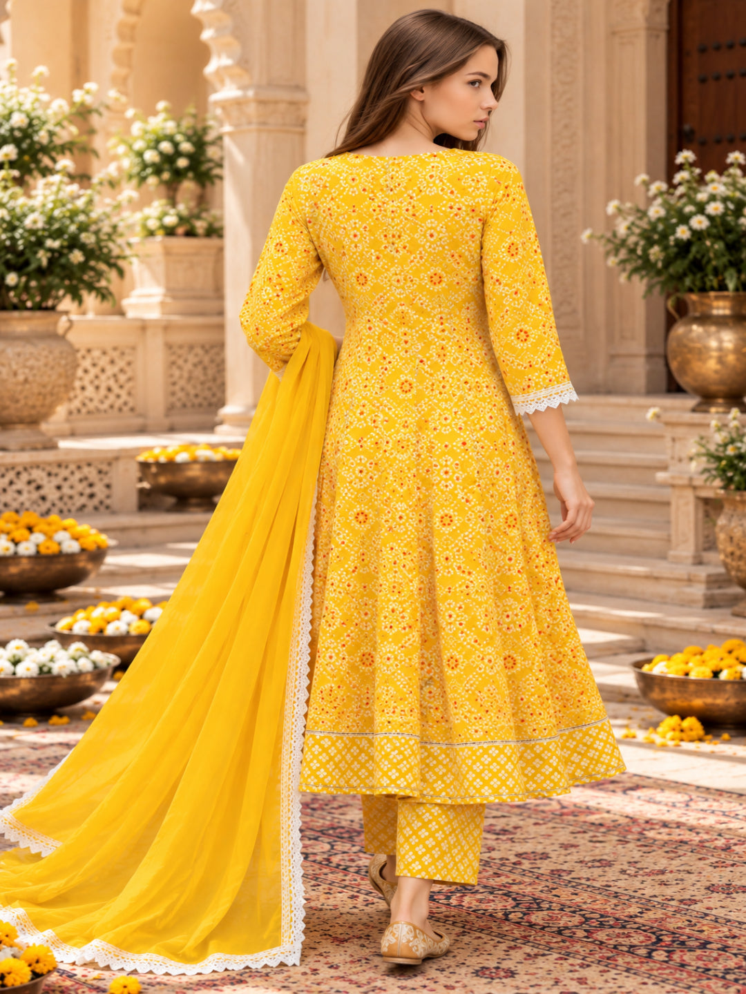 Viscose Rayon Printed A-Line Kurta Set With Dupatta