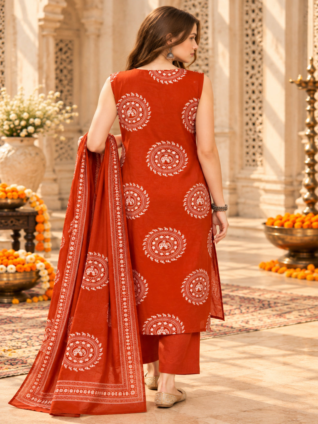 Pure Cotton Printed Straight Kurta Set With Dupatta