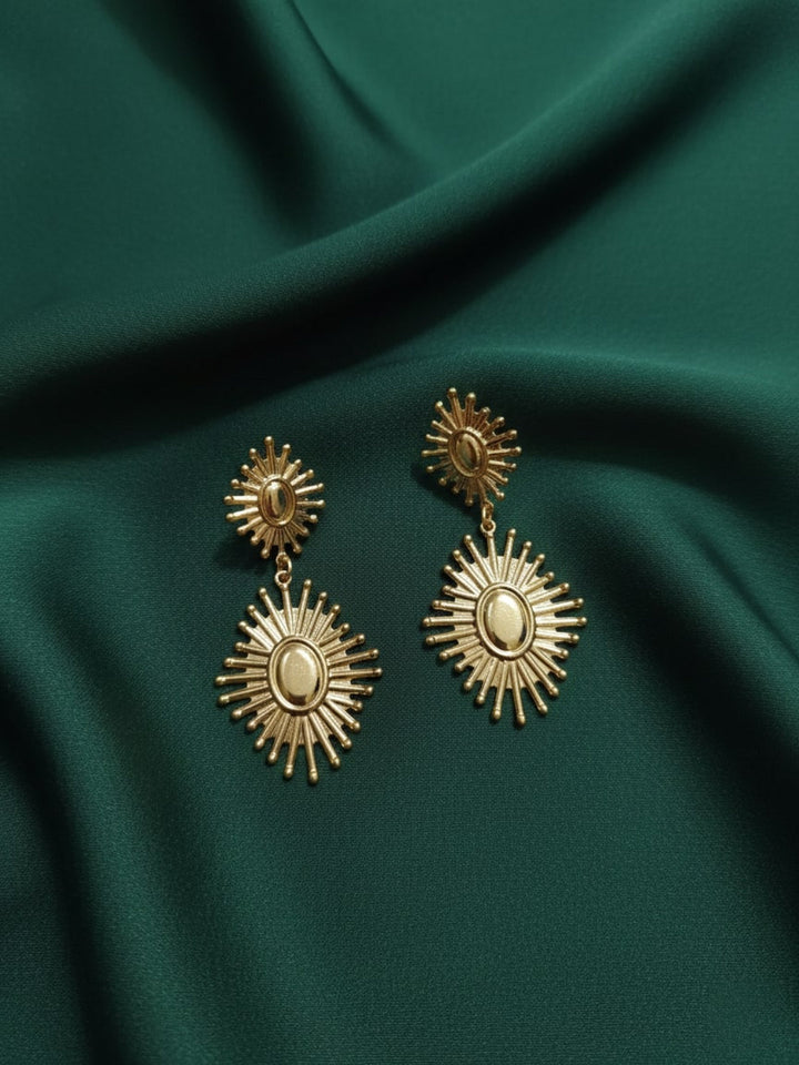 Sun Shaped Antique Drop Earrings