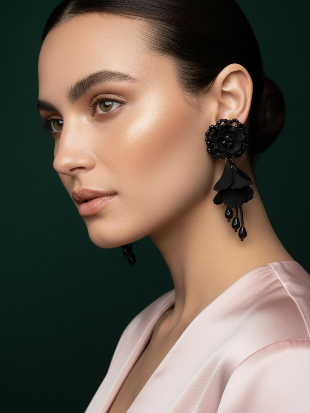 Beautiful Rose Flower With Petals Drop Earrings