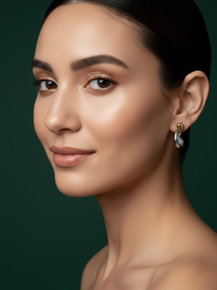 Fancy Gold &amp; Silver Drop Earrings