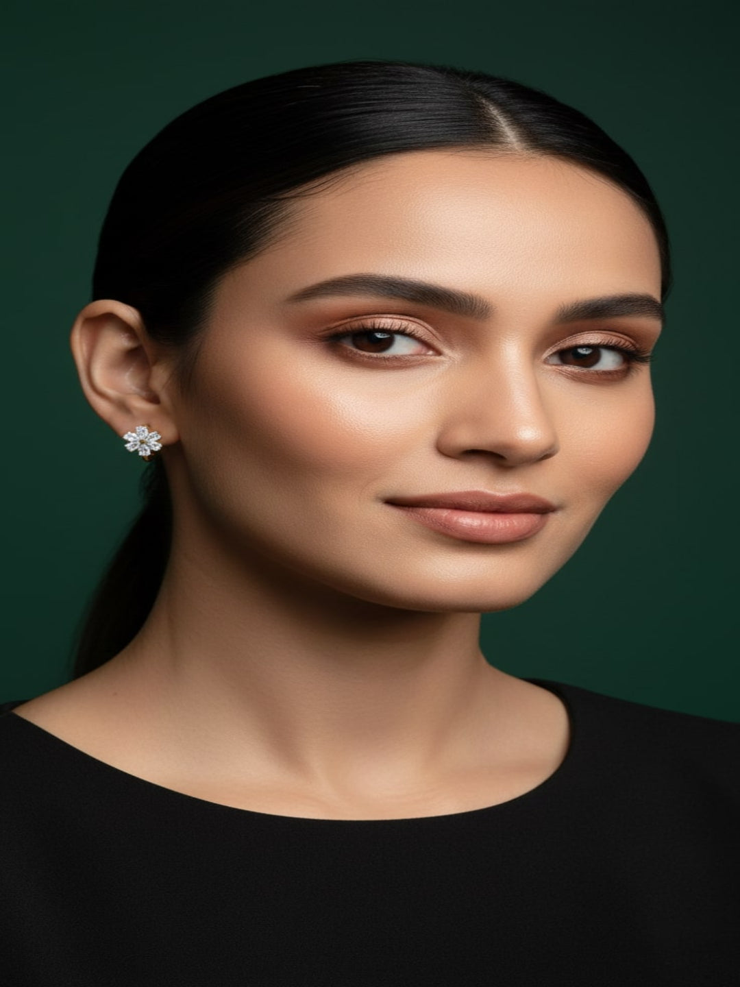 Fancy Diamond Flower Mini Studs