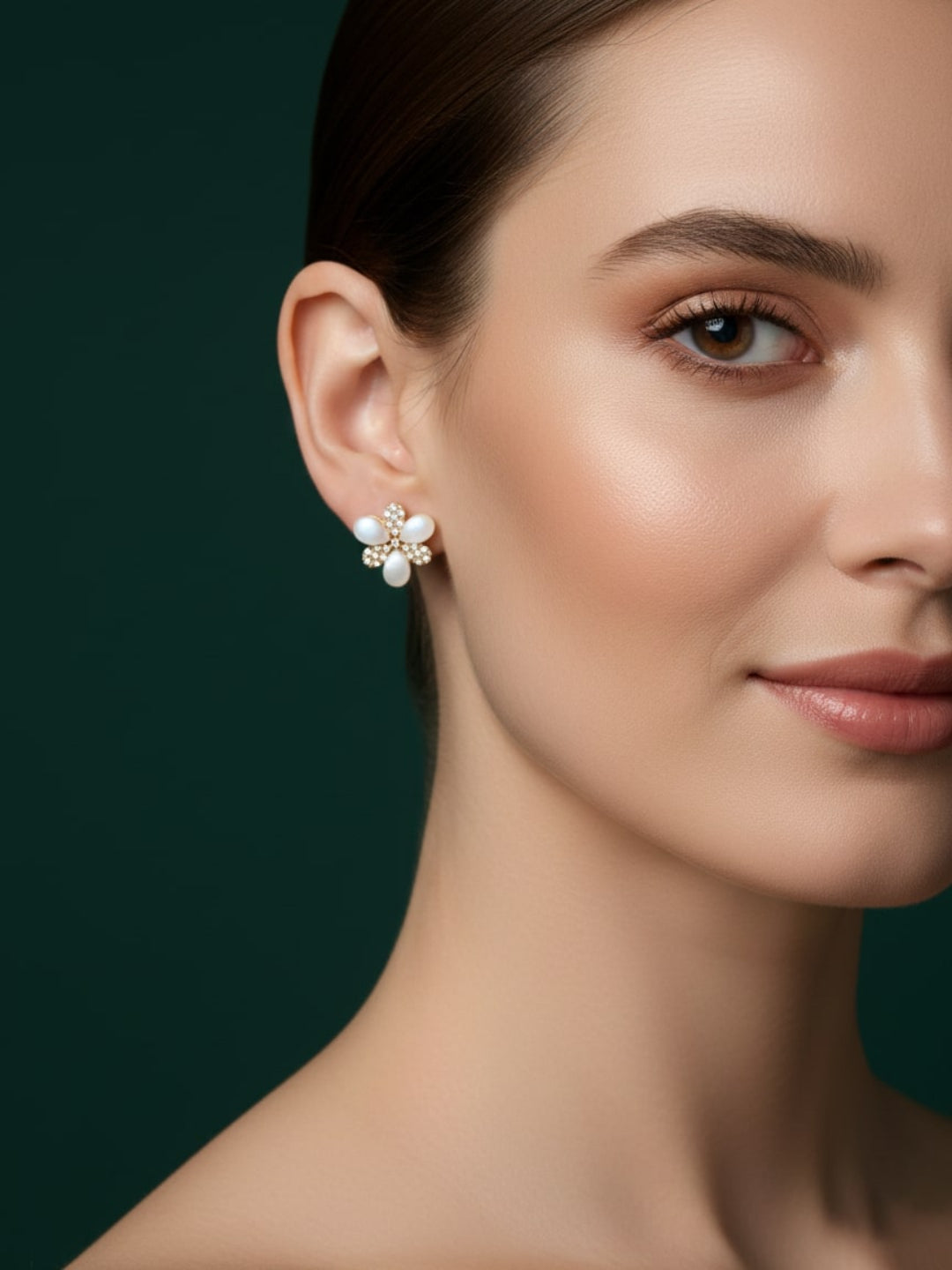 Artificial Diamond Beaded Flower Studs