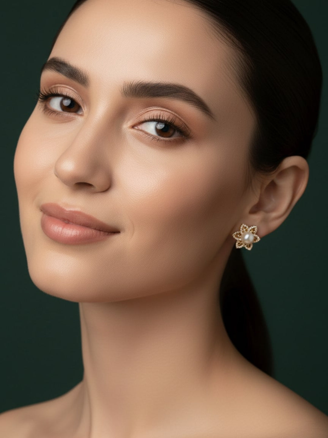 Beautiful Little Flower With Pearl Studs