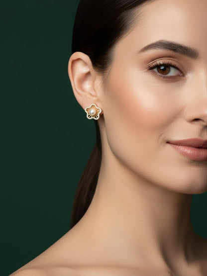 Little Flower With Pearl Studs