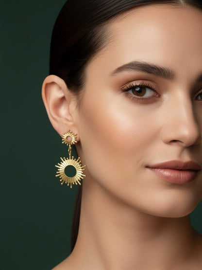 Unique Sun Shaped Rings Drop Earrings
