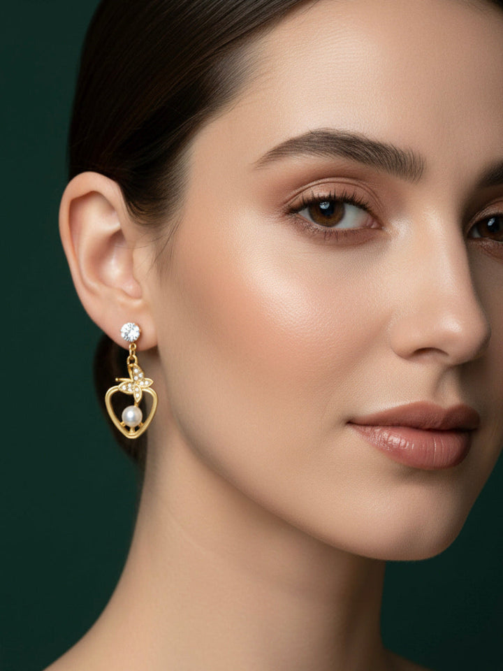 Fancy Diamond &amp; Pearls Drop Earrings