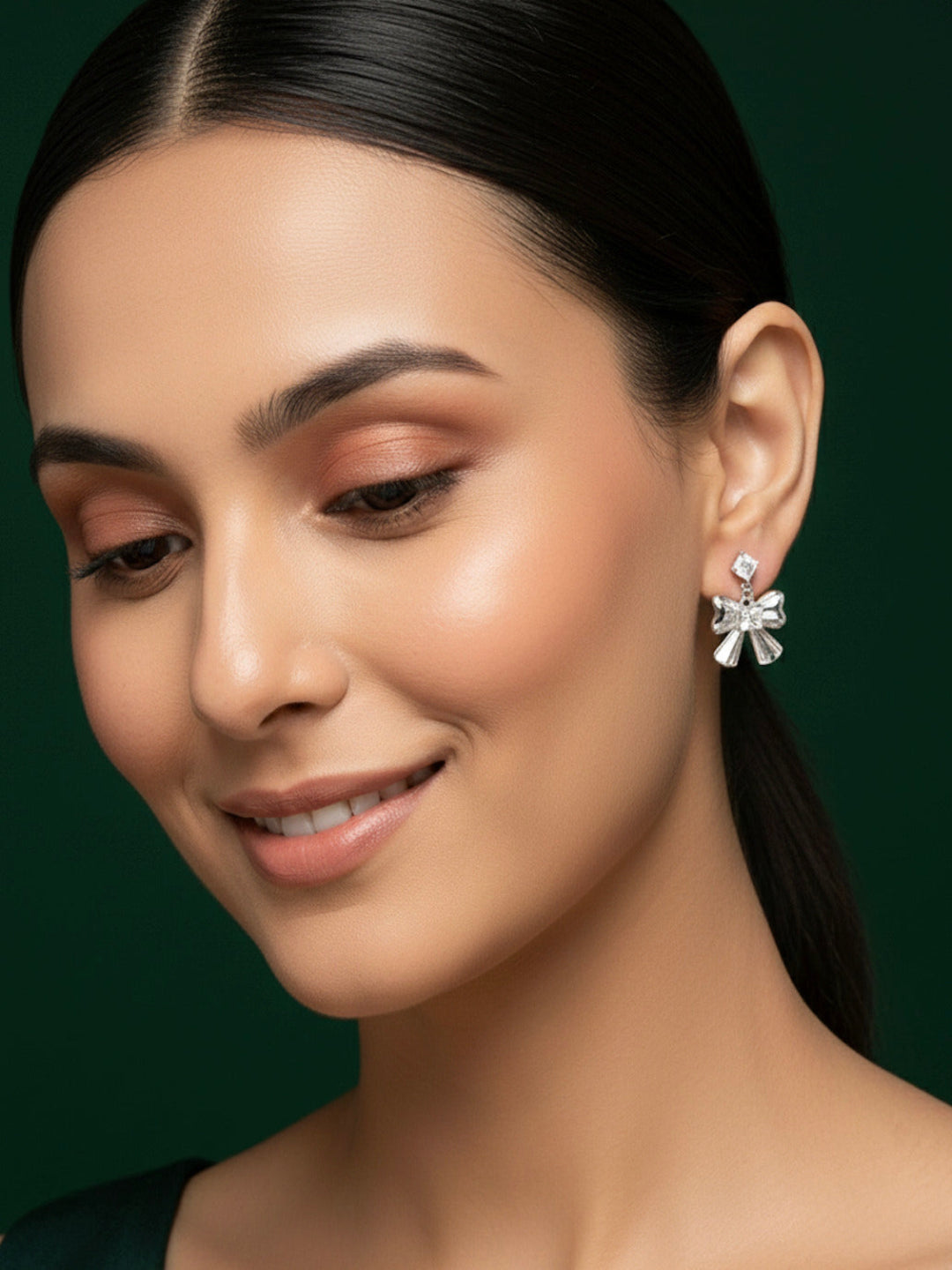 Beautiful Square Diamond with Bow Earrings