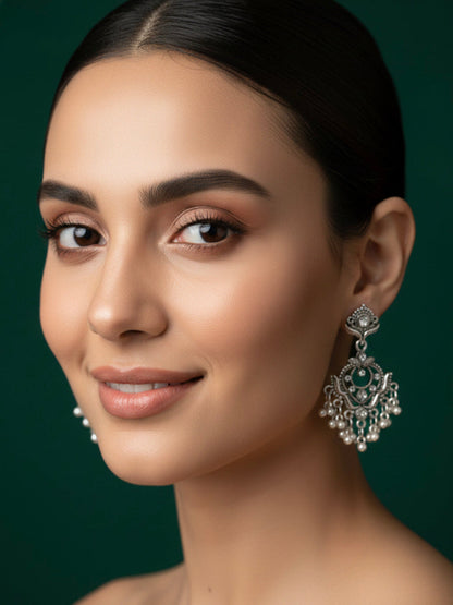 German silver plated ethnic earrings