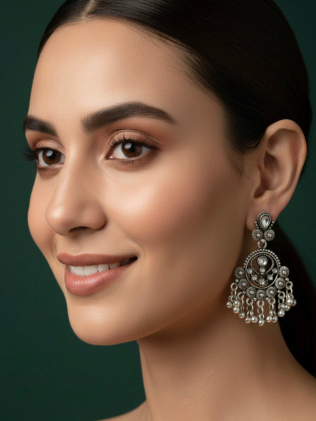 German silver plated ethnic earrings