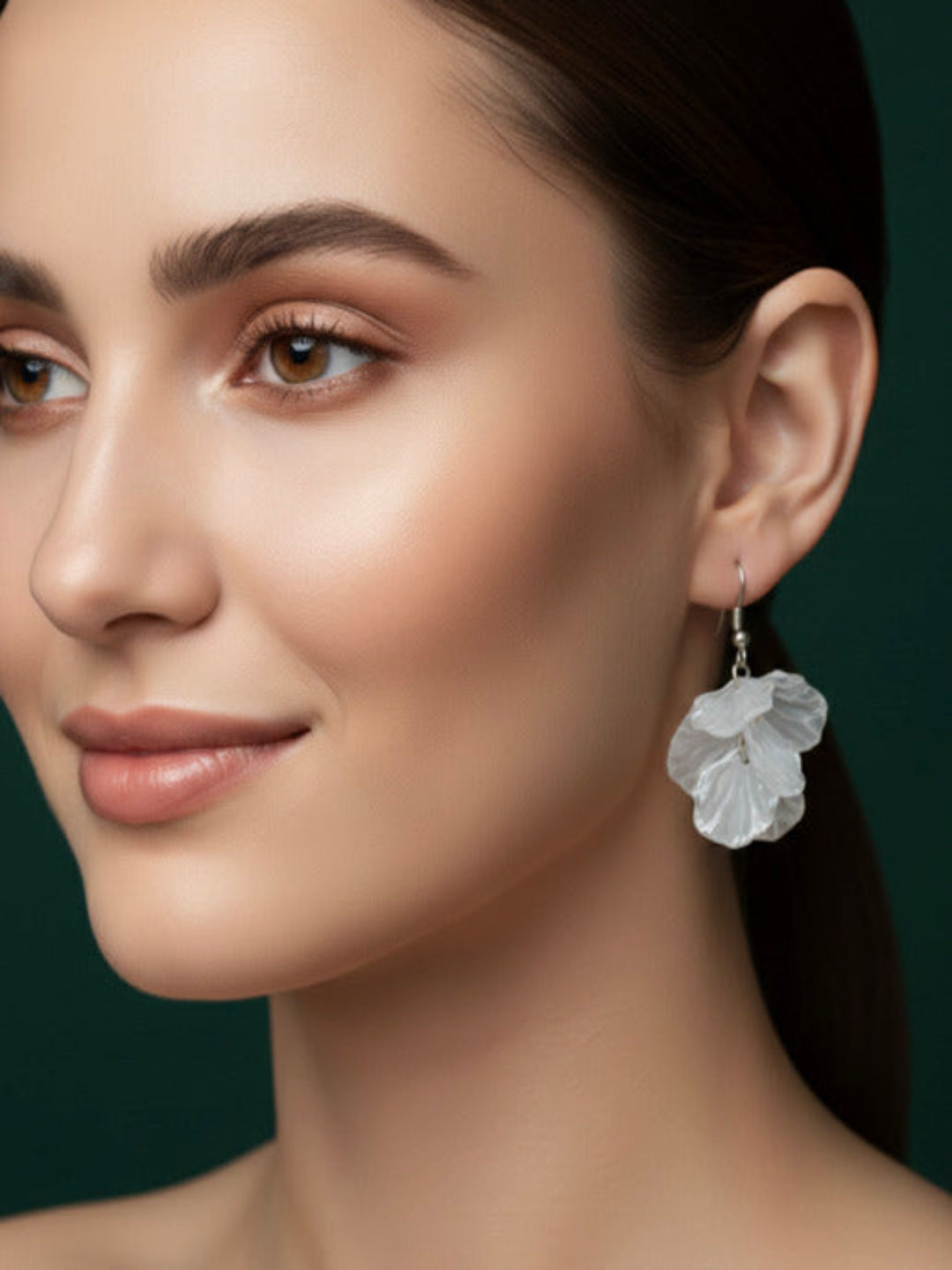 White Flower Petals Earrings